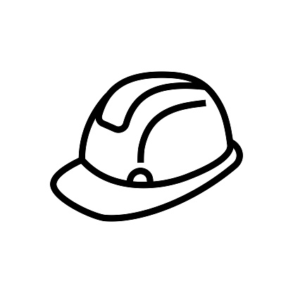 Protective helmet, work helmet, hardhat, protective Workwear line icon.