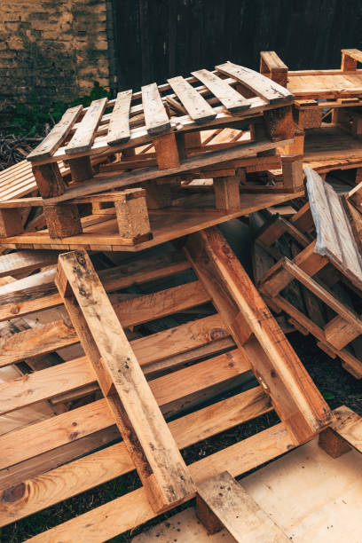 istock Old used euro pallet heap 2148672224