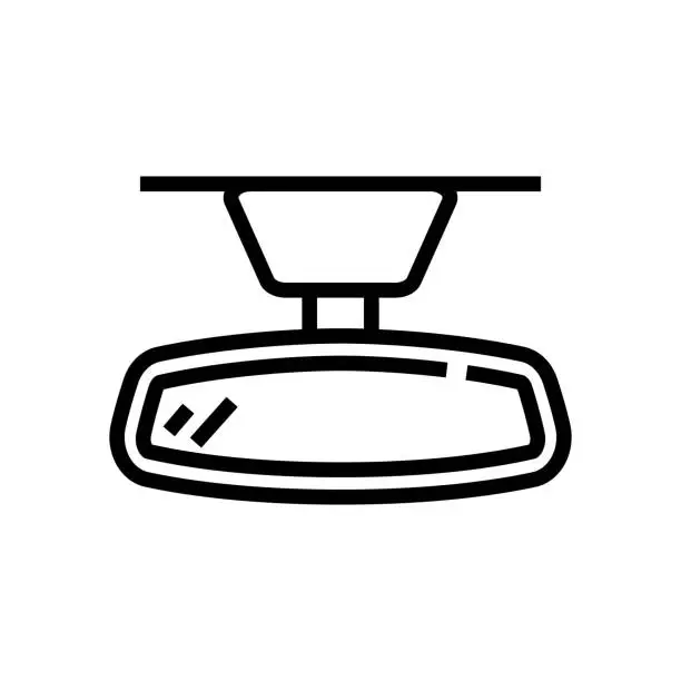 Vector illustration of Car rear view mirror line icon.