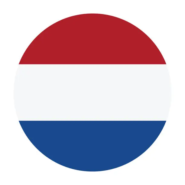 Vector illustration of Netherlands flag. Netherlands circle flag. Flag icon. Standard color. Round flag. Computer illustration. Digital illustration. Vector illustration.
