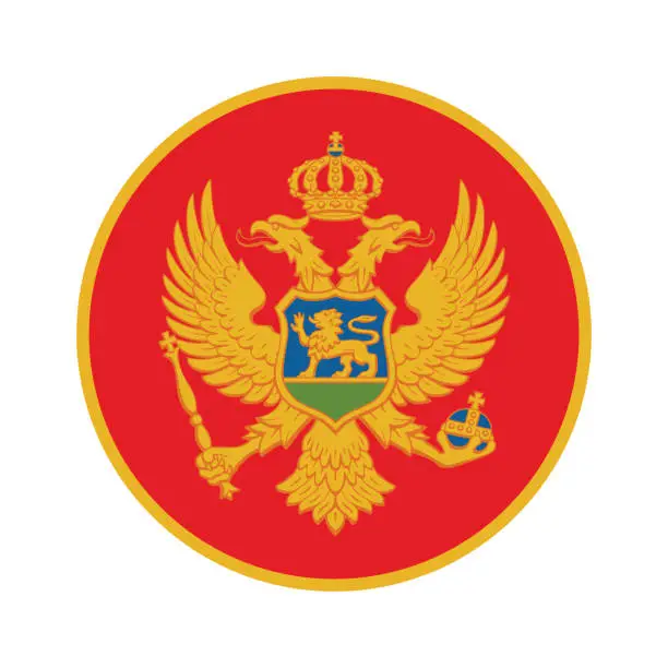 Vector illustration of Montenegro flag. Flag icon. Standard color. Round flag. Computer illustration. Digital illustration. Vector illustration.