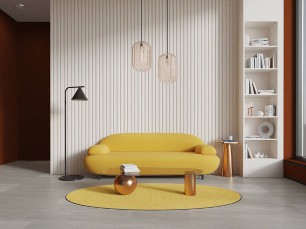 istock White living room interior with yellow couch 2148674006