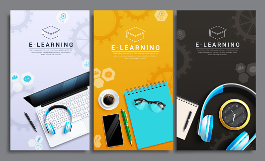 Elearning Text Frame E Learning Education Vector Poster Design Back To School E Learning ...