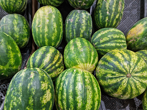A pile of watermelons at store