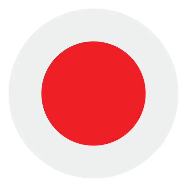 Vector illustration of Japan flag. Button flag icon. Standard color. Circle icon flag. Computer illustration. Digital illustration. Vector illustration.