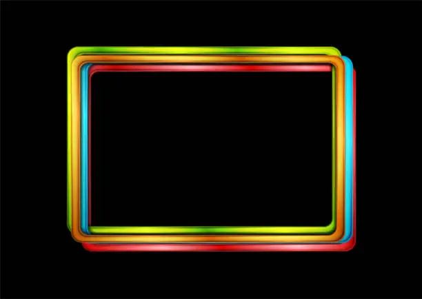 Vector illustration of Colorful glossy rectangle frame abstract concept geometric background