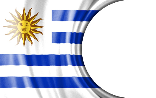 Abstract illustration, Uruguay flag with a semi-circular area White background for text or images.