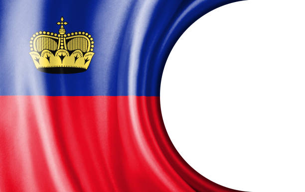 Abstract illustration, Liechtenstein flag with a semi-circular area White background for text or images.