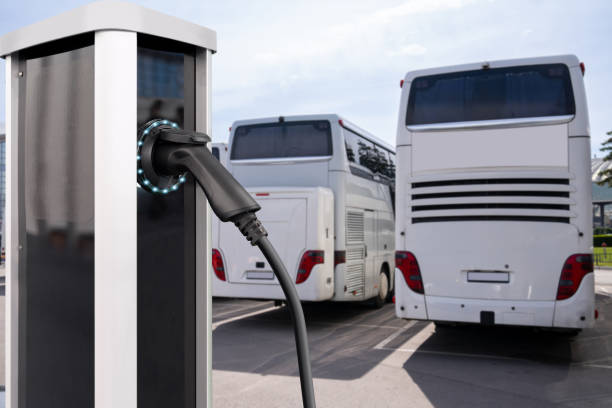 istock Electric double-decker buses are charging in the parking. 2148677914