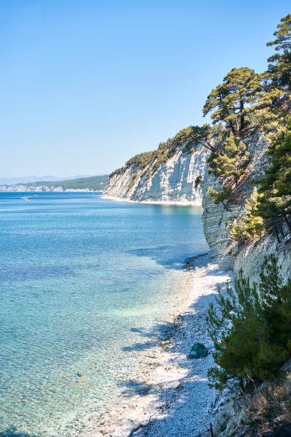 istock White rocks and clear blue water. Empty beach in Gelendzhik, Russia 2148678452