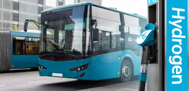 istock A hydrogen fuel cell bus with filling station. 2148678664