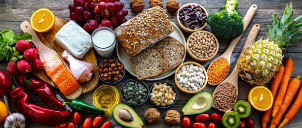 istock Food products representing the DASH diet 2148680434