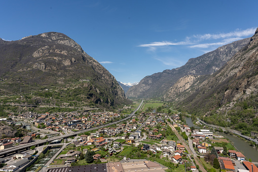 panorama of the Aosta valley seen from the Bard fort