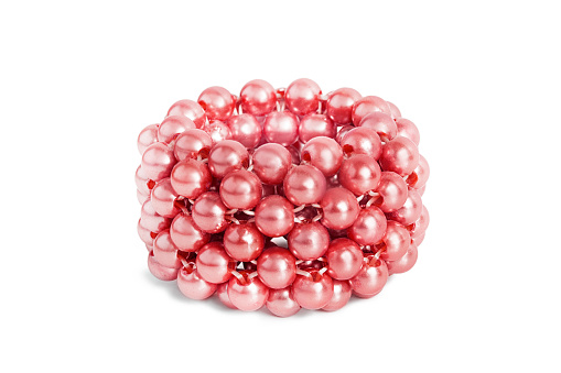 Pink beads elastic hair band isolated on white background