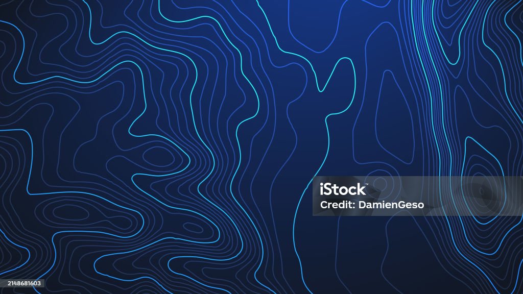 Contour Map Data Topographic Map Blue Technology Background Big Data Elevation Map With ...