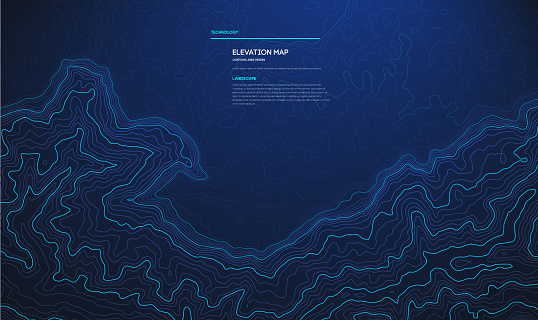 Topographic Data Examples Topographic Map Blue Technology Background Big Data Elevation Map With ...