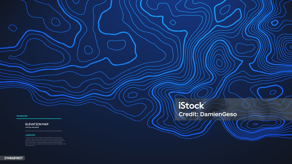 Contour Map Data Vetores de Topographic Map Blue Technology Background Big Data ...