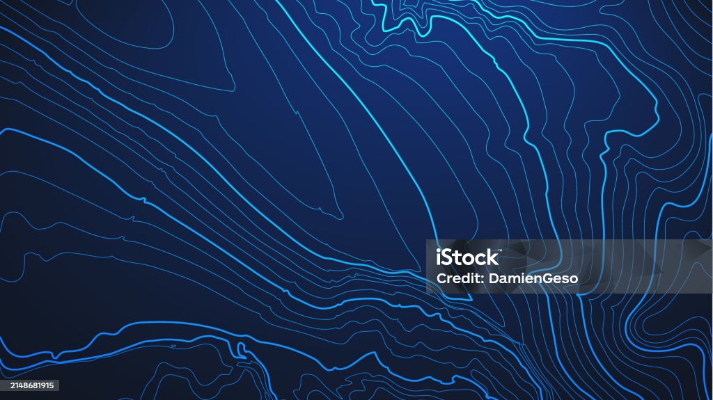 Contour Map Data Topographic Map Blue Technology Background Big Data Elevation Map With ...