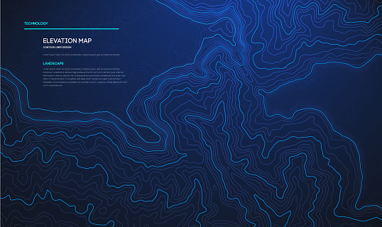 Topographic Data Examples Topographic Map Blue Technology Background Big Data Elevation Map With ...