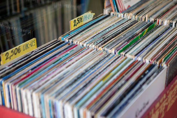 istock Boxes of second-hand records for sale 2148682502
