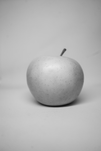 Black and white apple on the white background