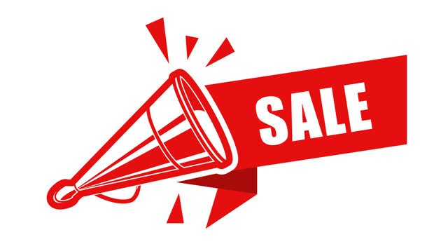 Sale banner with old megaphone, loudspeaker, black friday sale announcement, footage