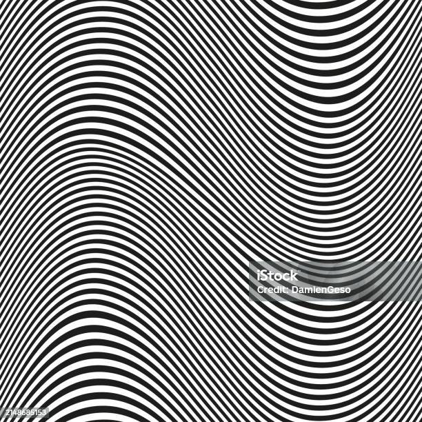 Optical Wave Pattern Op Art Wave Seamless Pattern Stripe Lines Monochrome Waves Optical ...