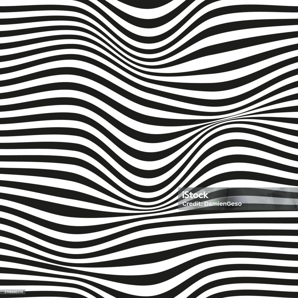 Distorted Patterns Op Art Wave Seamless Pattern Stripe Lines Monochrome Waves Optical ...