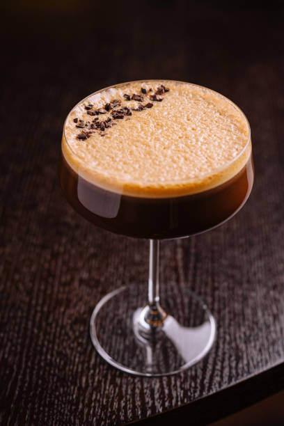 istock Elegant espresso martini cocktail on dark background 2148685220