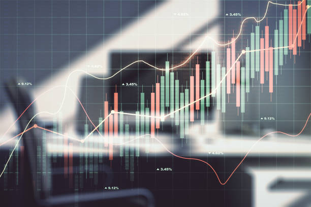 istock Multi exposure of abstract creative financial chart and modern desktop with laptop on background, research and analytics concept 2148685531