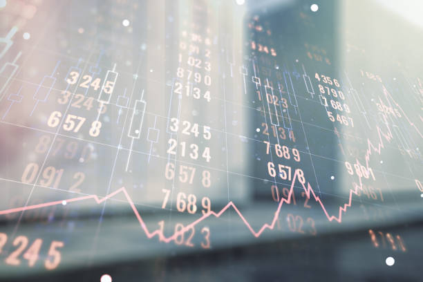 istock Multi exposure of stats data illustration on blurry modern office building background, computing and analytics concept 2148685609