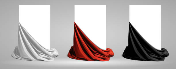 istock Three podiums are draped with silk of different colors. Highly realistic illustration. 2148685726