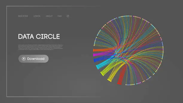 Vector illustration of Big Data Circle blockchain technology background. Neural network digital background