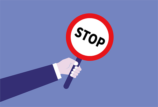 Sign Up Stop Hand Holding Up Stop Sign Stock Illustration - Download Image Now ...