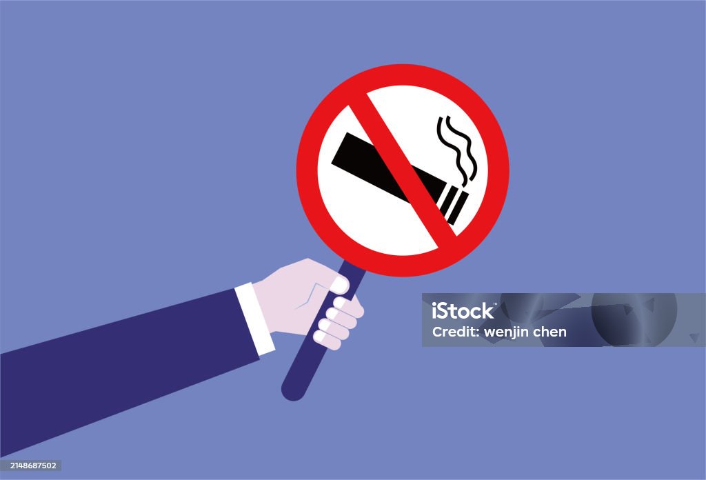 Smoking Hand Sign Ilustración de Hand Holding Up No Smoking Sign y más Vectores Libres de ...