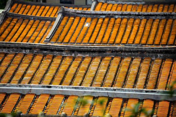 the traditional Taiwanese tile roofs, with their rich orange color and intricate craftsmanship