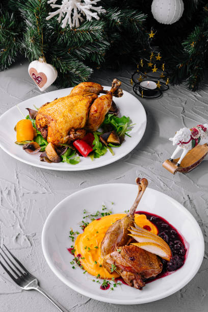 istock Festive holiday roast chicken dinners 2148689120