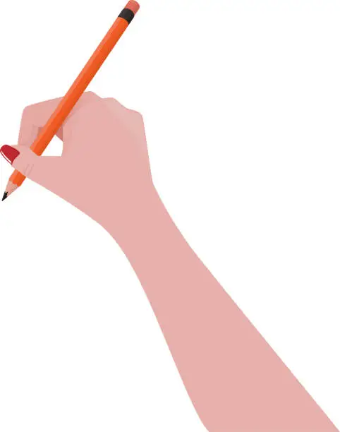 Vector illustration of female hand holding a pencil - illustration made for use in doodle videos - good for motion design