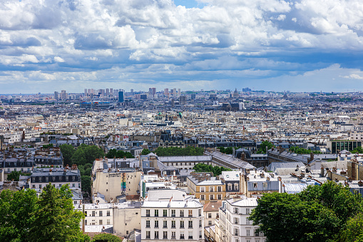 Townscape of Paris, France under the cloudy sky