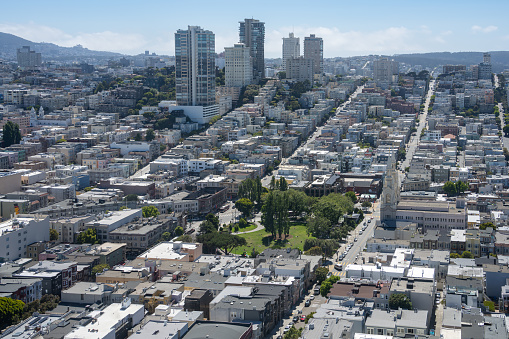View of San Francisco cityscape from Coit Tower
