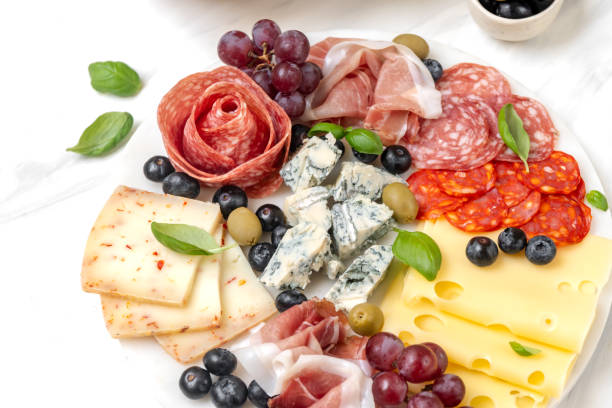 istock Charcuterie board. elegant serving, banquet cold meat plate 2148694152