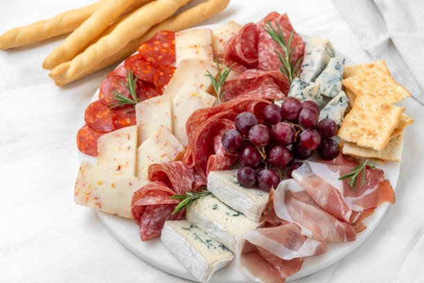 istock Charcuterie board. elegant serving, banquet cold meat plate 2148694157