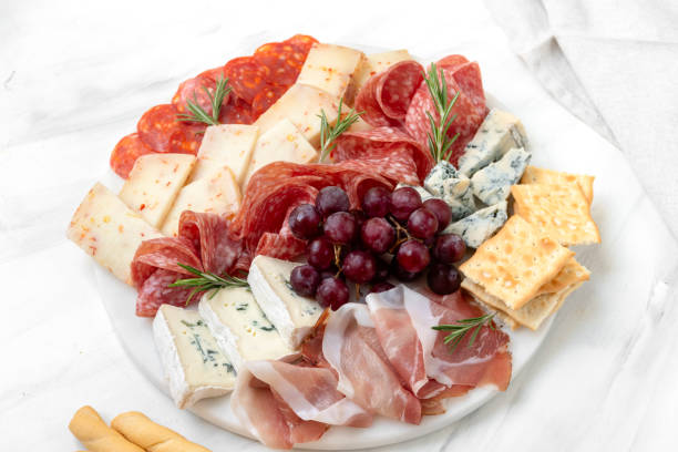 istock Charcuterie board. elegant serving, banquet cold meat plate 2148694245