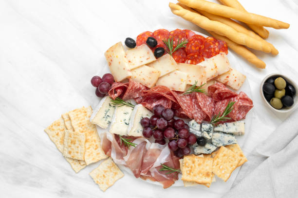 istock Charcuterie board. elegant serving, banquet cold meat plate 2148694251