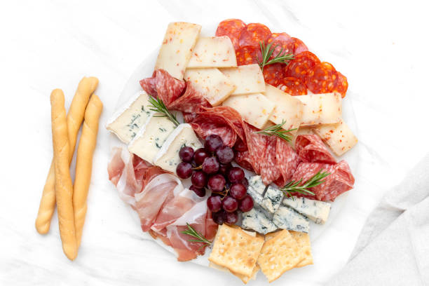 istock Charcuterie board. elegant serving, banquet cold meat plate 2148694262