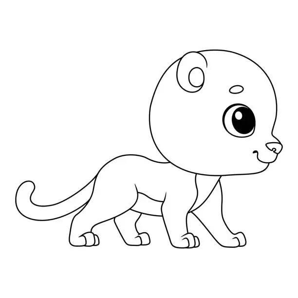 Vector illustration of Cartoon vector illustration of panther coloring page