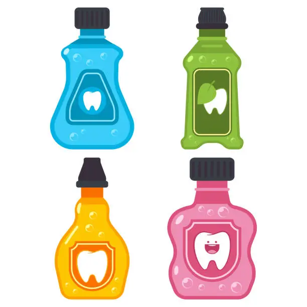 Vector illustration of Breath mouthwashes vector cartoon set isolated on a white background.