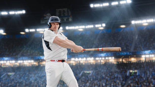 istock Aesthetic Shot of Batter Successfully Hitting Ball Thrown By Pitcher on Stadium With Crowd Cheering. International Baseball Championship Match on Arena Full of Loyal Fans Supporting Favourite Team 2148698885