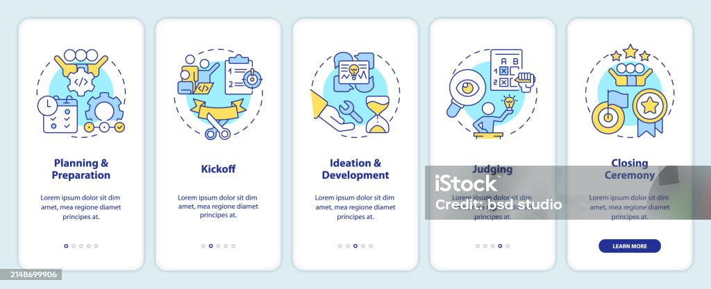 Hackathon Process Structure Onboarding Mobile App Screen Stock ...