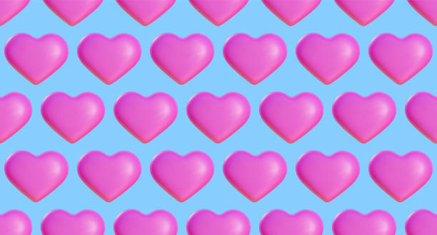 istock Seamless pattern of inflated heart in y2k style. Abstract vector background with pink balloon 3D shapes of heart. 2148700246